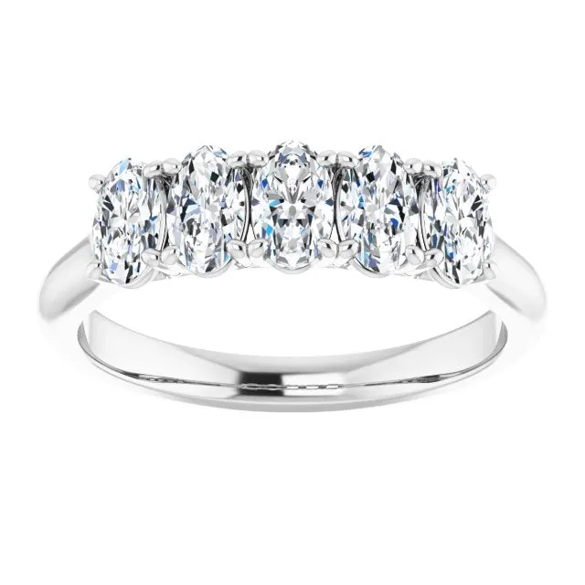 1.05 ct. Oval Cut Diamond Wedding Band 5 Stone Anniversary Ring