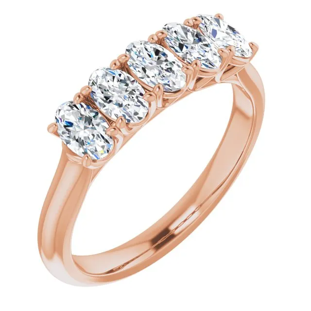 1.05 ct. Oval Cut Diamond Wedding Band 5 Stone Anniversary Ring