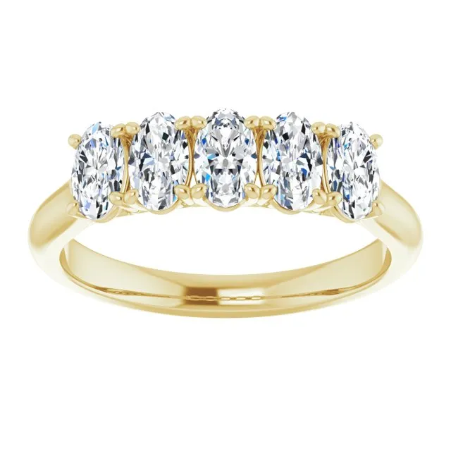 1.05 ct. Oval Cut Diamond Wedding Band 5 Stone Anniversary Ring