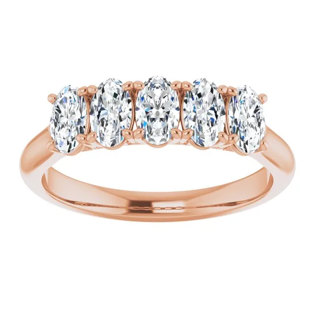 1.05 ct. Oval Cut Diamond Wedding Band 5 Stone Anniversary Ring