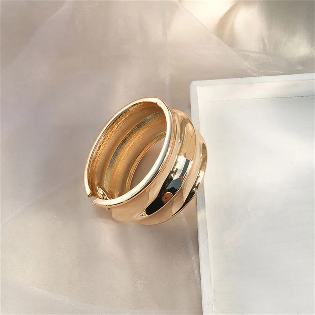 18K Gold-Plated Drum Hinge Bangle