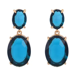 Blue Crystal & 18K Gold-Plated Oval-Cut Drop Earrings