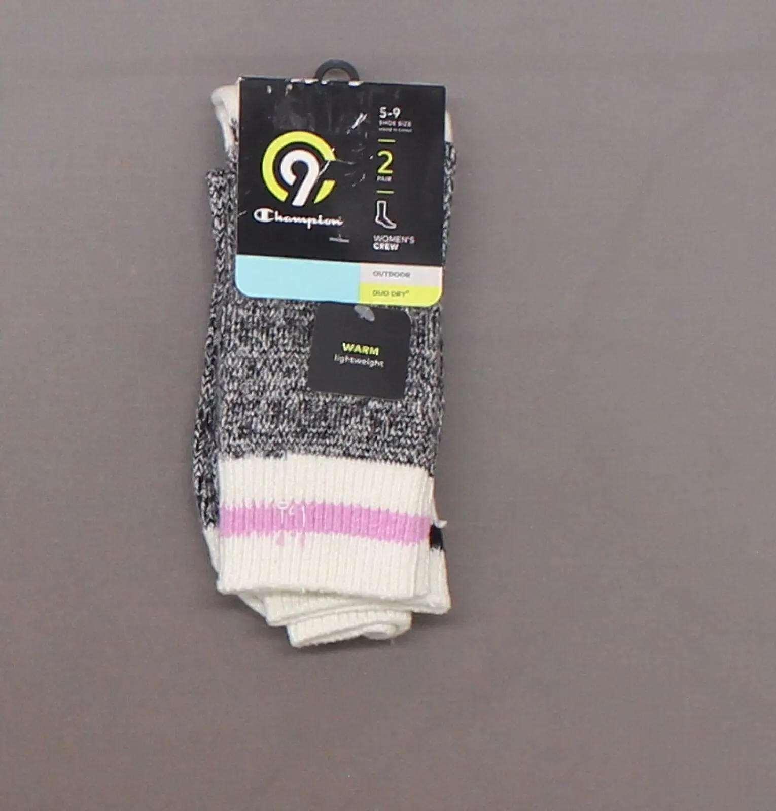 C9 Champion Women's 2 Pack Duo Dry Striped Soft Crew Socks
