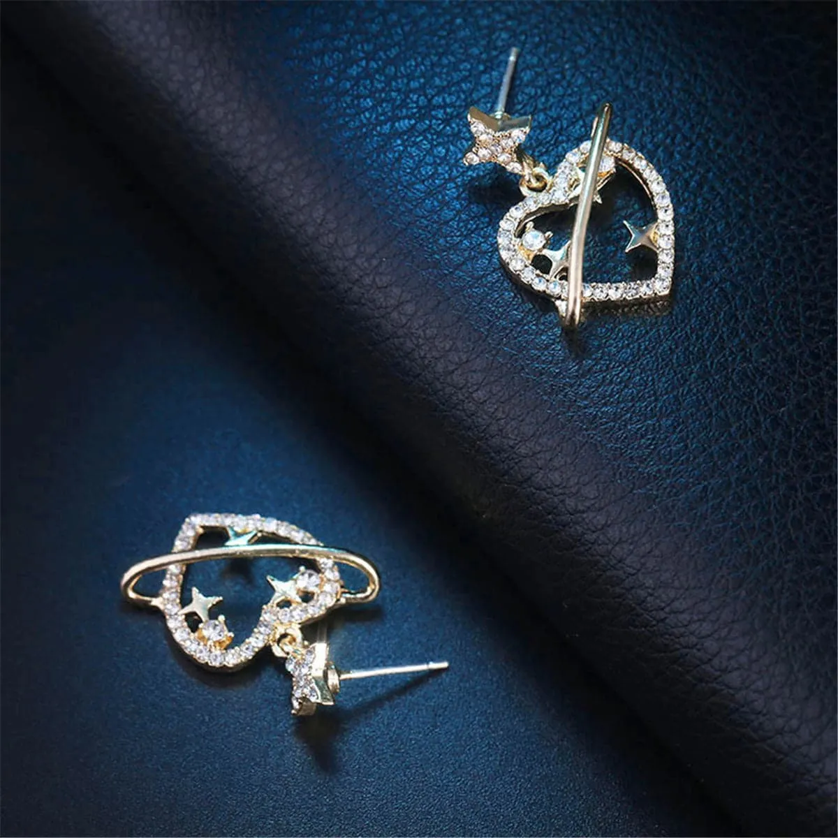 Cubic Zirconia & 18K Gold-Plated Heart Star Drop Earrings