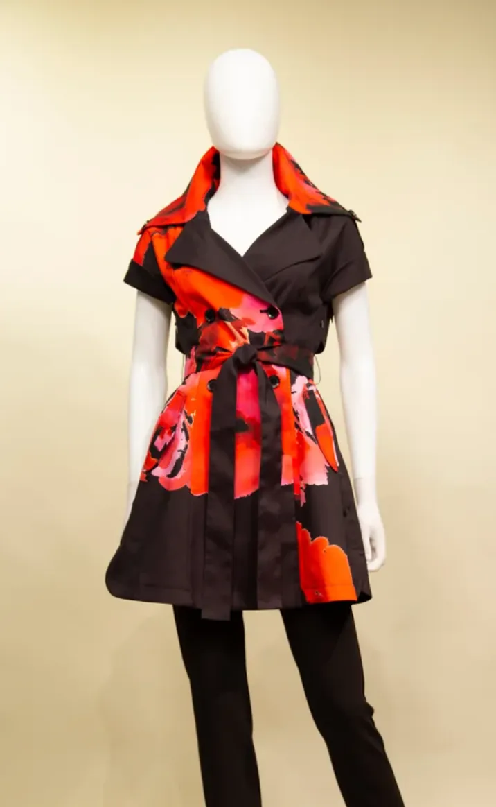 F23049 - Trench Jacket/Dress w/ Cap Sleeve