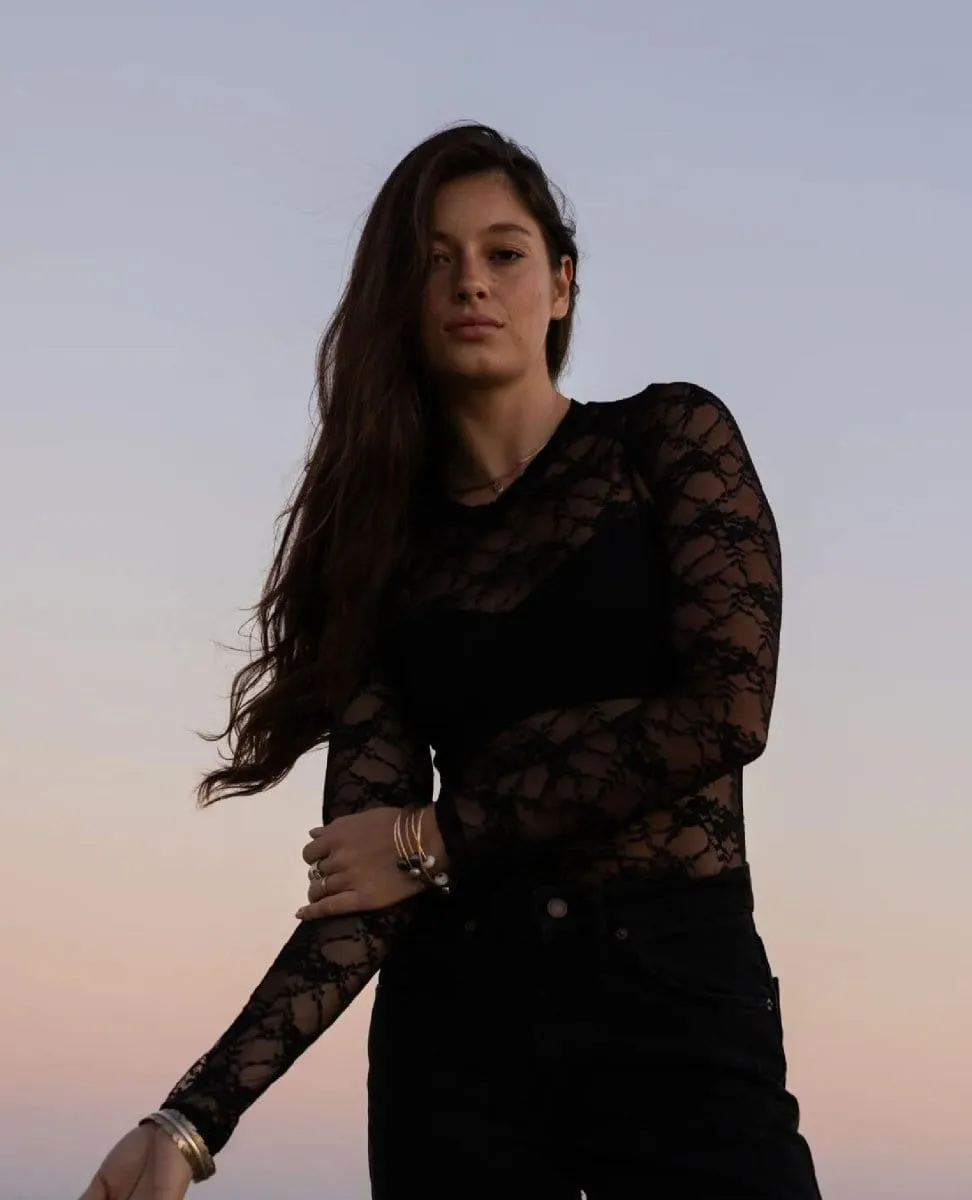 LS Baby Tee Black Lace