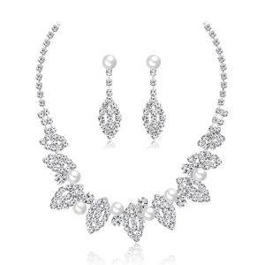 Pearl & Cubic Zirconia Eyes Statement Necklace Set