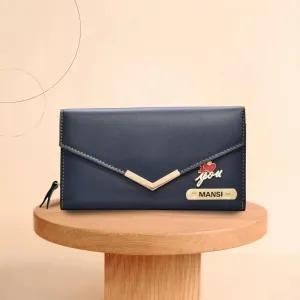 Personalized Stylish Lady Wallet - Royal Blue
