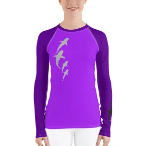 Shark Parade Purple Women's Rash Guard