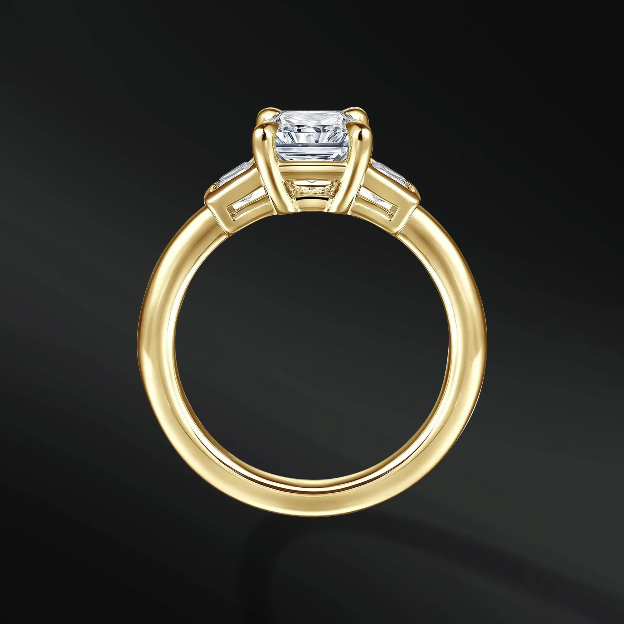 Sky Lioness - 14K Gold or Sterling silver Ring for Women | Muonionalusta Meteorite | Radiant 1.9 CT Certified Moissanite Engagement Ring