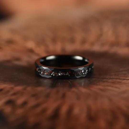 The Jurassic - Hammered Black Tungsten Dinosaur Bone 4MM