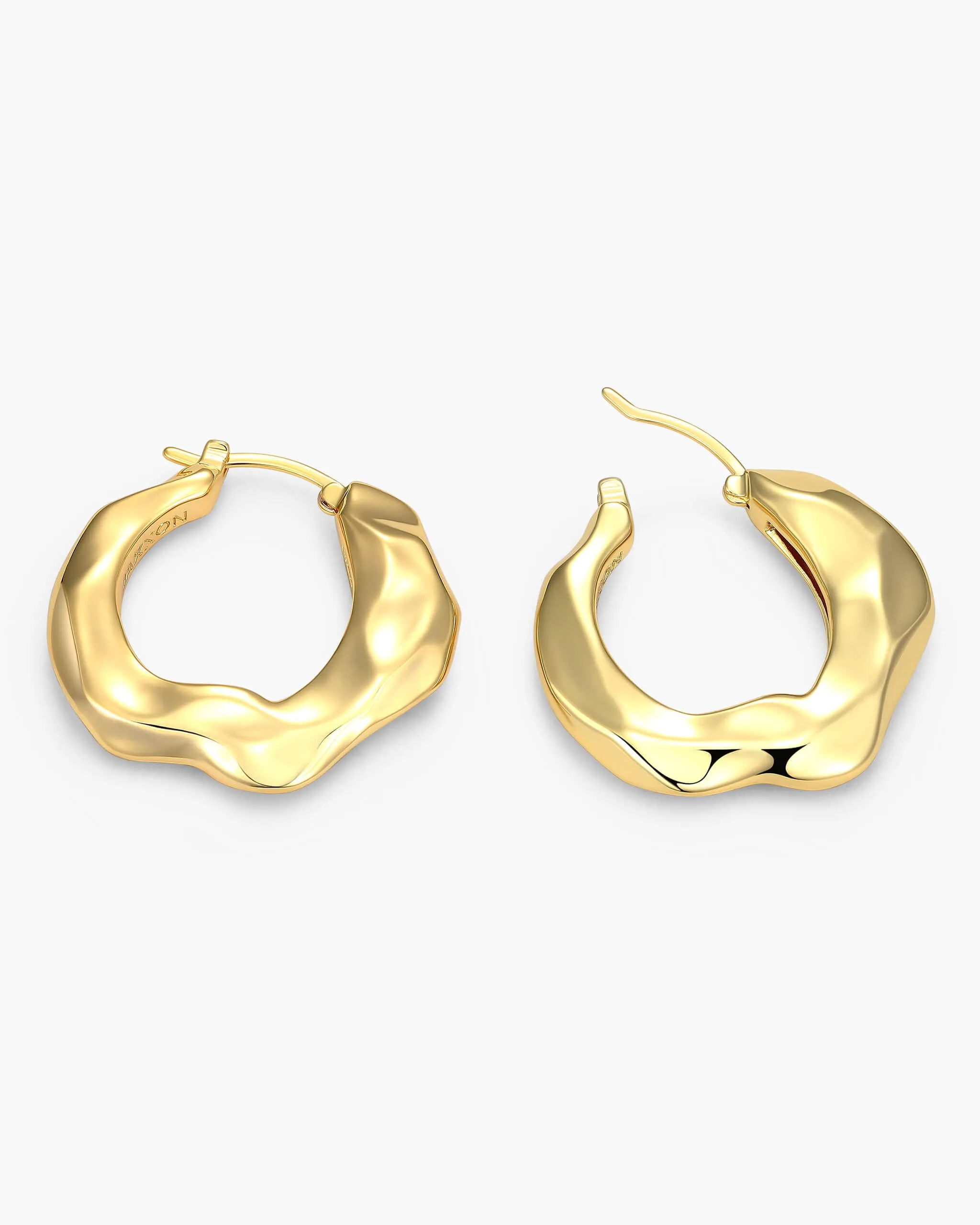 Women's Hammered Hoop Earrings - Gold