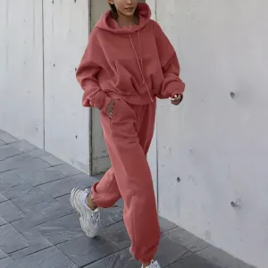 Women's Solid Cropped Track Suit